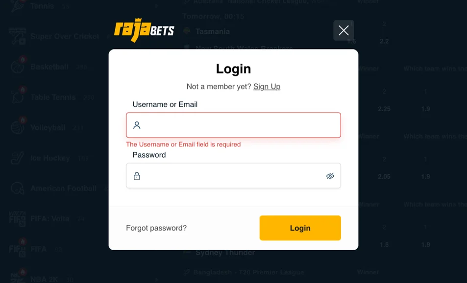 Rajabets login